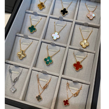 [Royal&Vicky]CLOVER 15MM LASER NECKLACE SILVER