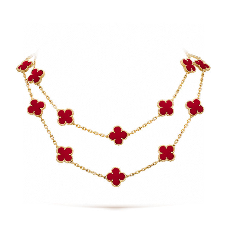 [Royal&Vicky]CLOVER 20 MOTIFS CARNELIAN NECKLACE