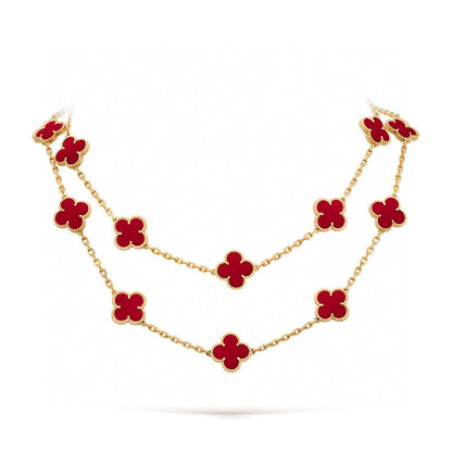 [Royal&Vicky]CLOVER 20 MOTIFS CARNELIAN NECKLACE