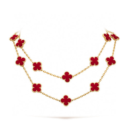 [Royal&Vicky]CLOVER 20 MOTIFS CARNELIAN NECKLACE
