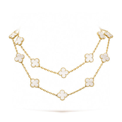 [Royal&Vicky]CLOVER 20 MOTIFS WHITE MOP NECKLACE