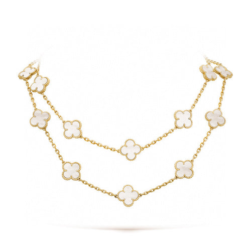 [Royal&Vicky]CLOVER 20 MOTIFS WHITE MOP NECKLACE
