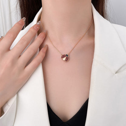 [Royal&Vicky]LUCKY  CARNELIANS LADYBUG NECKLACE
