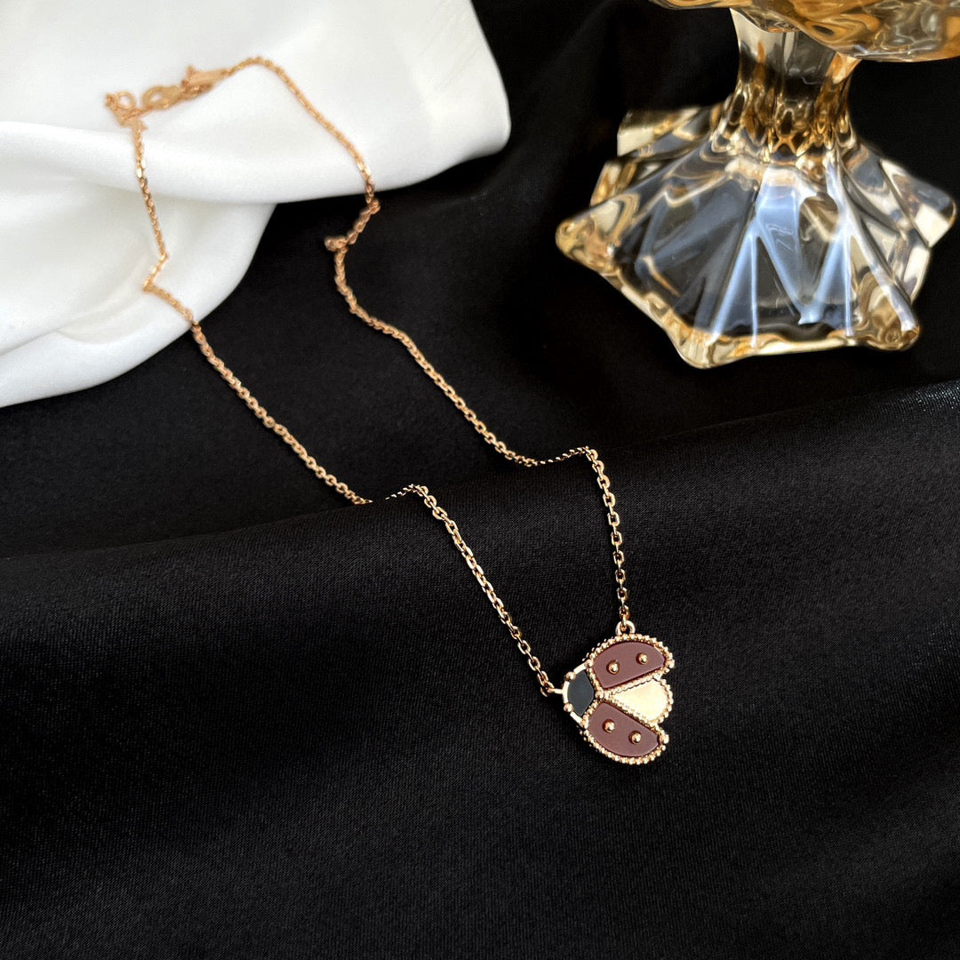 [Royal&Vicky]LUCKY  CARNELIANS LADYBUG NECKLACE