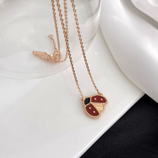 [Royal&Vicky]LUCKY  CARNELIANS LADYBUG NECKLACE