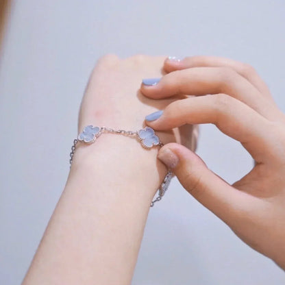 [Royal&Vicky]LUCKY CLOVER 5-MOTIF BRACELET - PURPLE CHALCEDONY COLLECTION