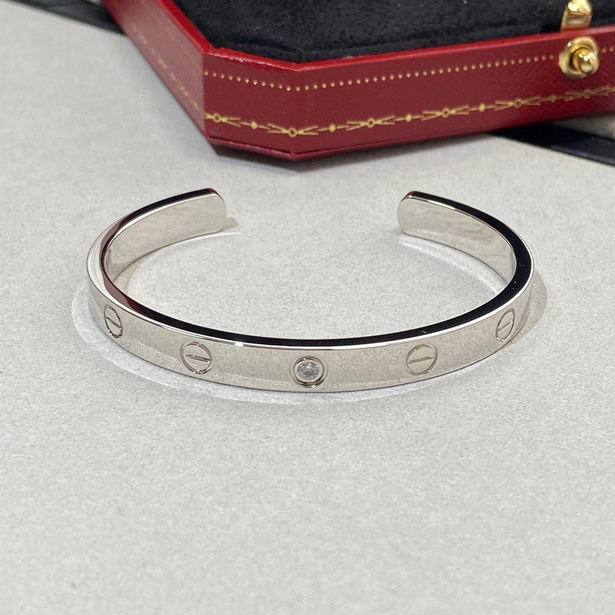 [Royal&Vicky]LOVE BRACELET 6.1MM 1 DIAMOND OPEN CUFF