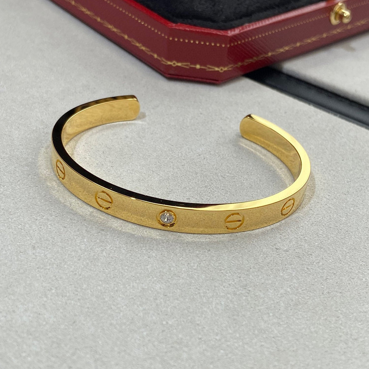 [Royal&Vicky]LOVE BRACELET 6.1MM 1 DIAMOND OPEN CUFF