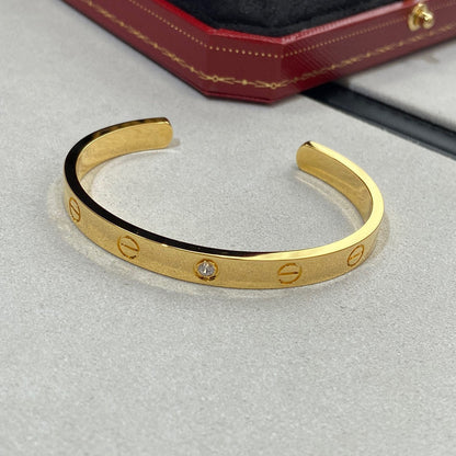 [Royal&Vicky]LOVE BRACELET 6.1MM 1 DIAMOND OPEN CUFF