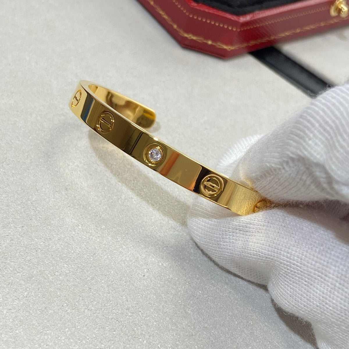 [Royal&Vicky]LOVE BRACELET 6.1MM 1 DIAMOND OPEN CUFF