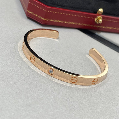 [Royal&Vicky]LOVE BRACELET 6.1MM 1 DIAMOND OPEN CUFF