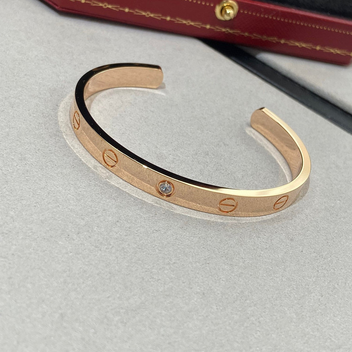 [Royal&Vicky]LOVE BRACELET 6.1MM 1 DIAMOND OPEN CUFF