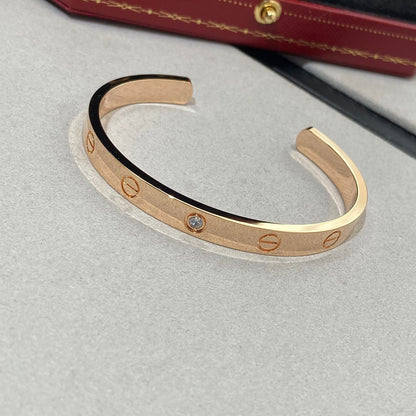 [Royal&Vicky]LOVE BRACELET 6.1MM 1 DIAMOND OPEN CUFF