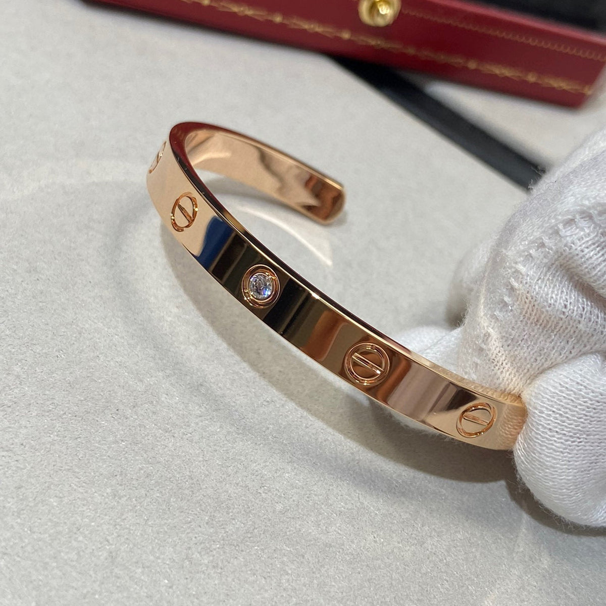 [Royal&Vicky]LOVE BRACELET 6.1MM 1 DIAMOND OPEN CUFF