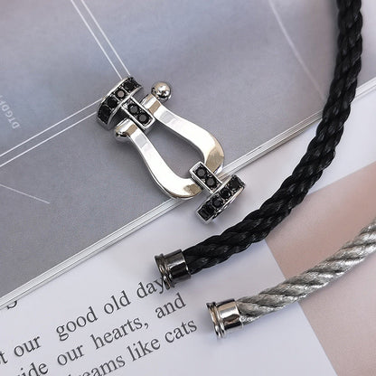 [Royal&Vicky]FORCE LARGE HORSESHOE BLACK DIAMOND BRACELET SILVER