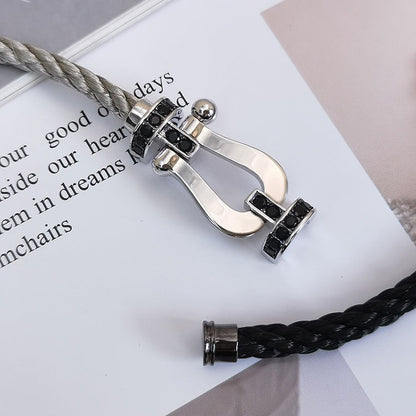 [Royal&Vicky]FORCE LARGE HORSESHOE BLACK DIAMOND BRACELET SILVER