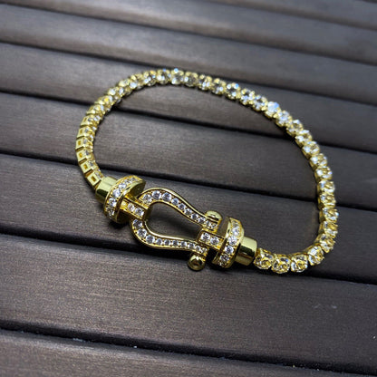 [Royal&Vicky]FORCE  LARGE HORSESHOE FULL DIAMOND TENNIS BRACELET