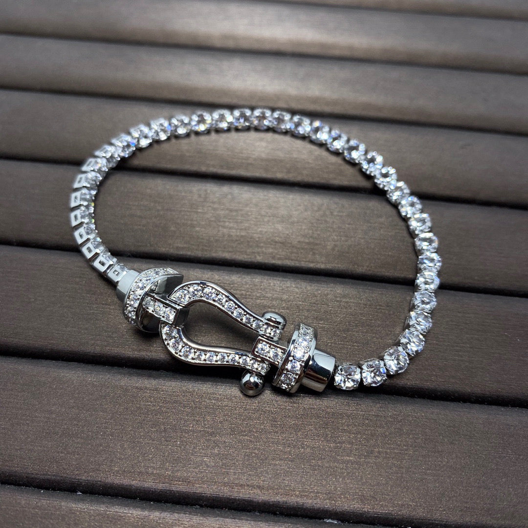[Royal&Vicky]FORCE  LARGE HORSESHOE FULL DIAMOND TENNIS BRACELET