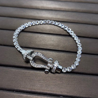 [Royal&Vicky]FORCE  LARGE HORSESHOE FULL DIAMOND TENNIS BRACELET