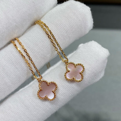 [Royal&Vicky]CLOVER 15MM PINK MOTHER-OF-PEARL SINGLE FLOWER NECKLACE