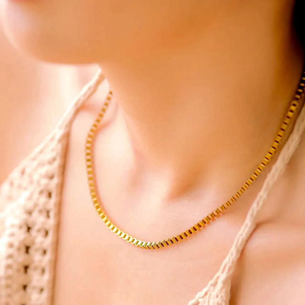 [Royal&Vicky]Danica Box Chain Gold Necklace