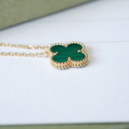 [Royal&Vicky]CLOVER 15MM MALACHITE SINGLE FLOWER  NECKLACE