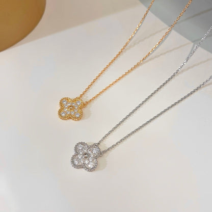 [Royal&Vicky]CLOVER 15MM DIAMOND SINGLE FLOWER NECKLACE