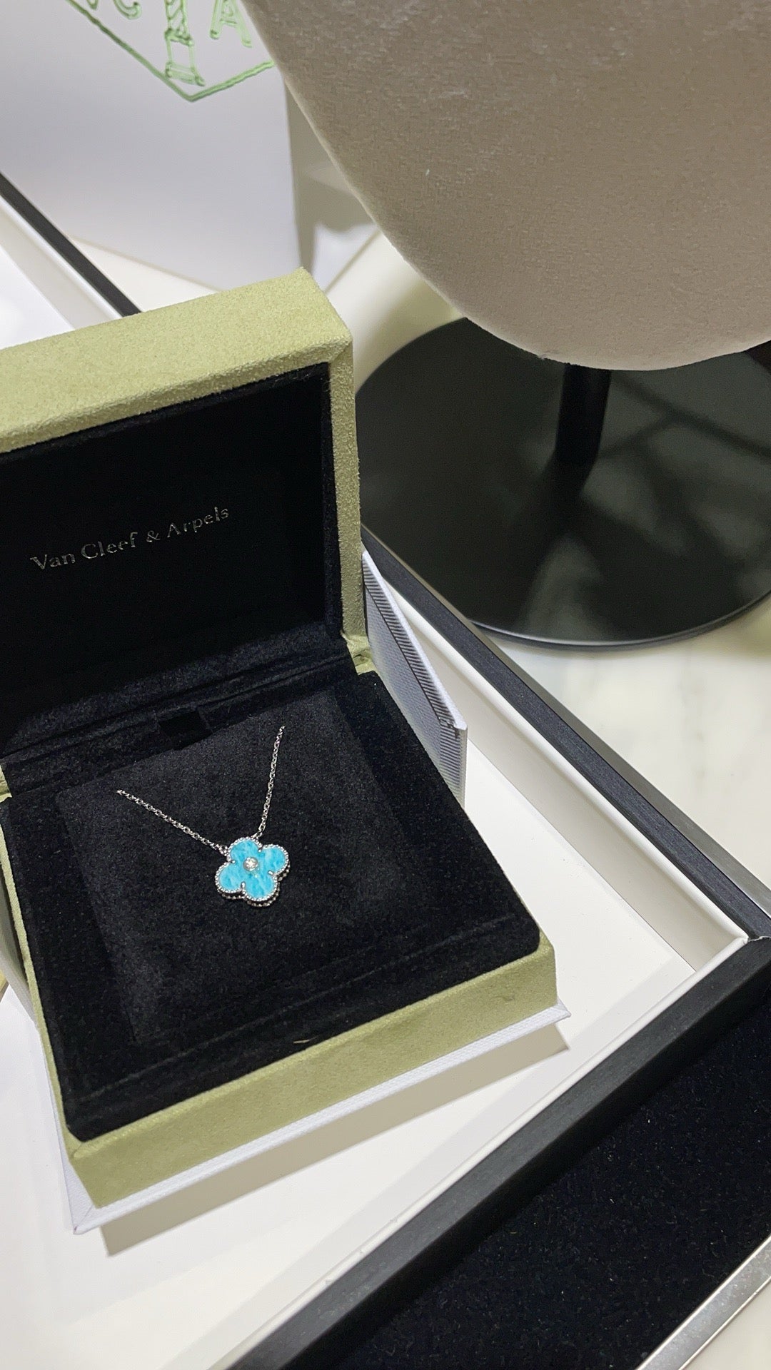 [Royal&Vicky]CLOVER 15MM DIAMOND SVRES PORCELAIN  NECKLACE SILVER