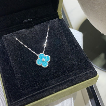 [Royal&Vicky]CLOVER 15MM DIAMOND SVRES PORCELAIN  NECKLACE SILVER