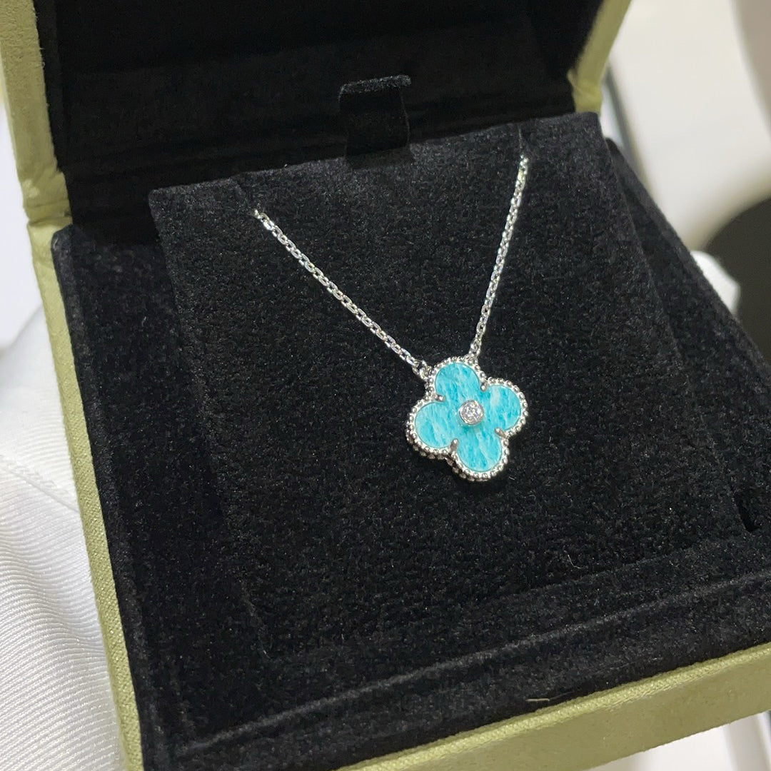 [Royal&Vicky]CLOVER 15MM DIAMOND SVRES PORCELAIN  NECKLACE SILVER