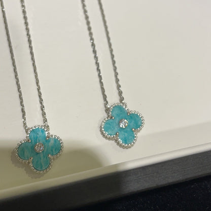 [Royal&Vicky]CLOVER 15MM DIAMOND SVRES PORCELAIN  NECKLACE SILVER