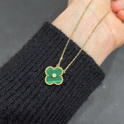 [Royal&Vicky]CLOVER 15MM DIAMOND TURQUOISE NECKLACE