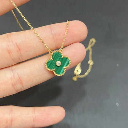 [Royal&Vicky]CLOVER 15MM DIAMOND TURQUOISE NECKLACE