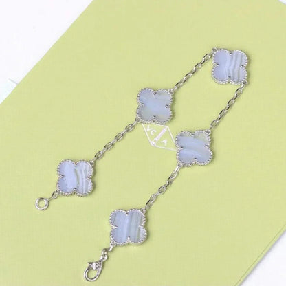 [Royal&Vicky]LUCKY CLOVER 5-MOTIF BRACELET - PURPLE CHALCEDONY COLLECTION