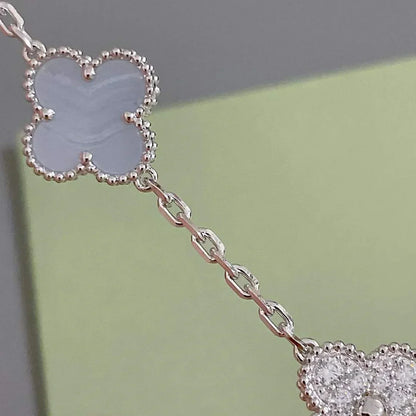 [Royal&Vicky]LUCKY CLOVER 5-MOTIF BRACELET - PURPLE CHALCEDONY COLLECTION