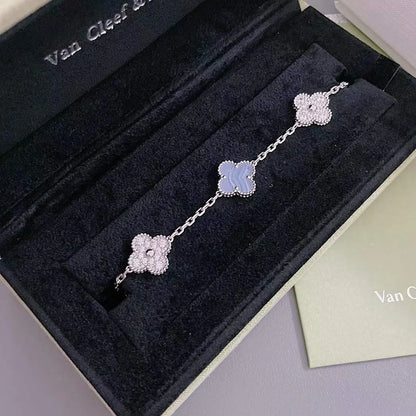 [Royal&Vicky]LUCKY CLOVER 5-MOTIF BRACELET - PURPLE CHALCEDONY COLLECTION