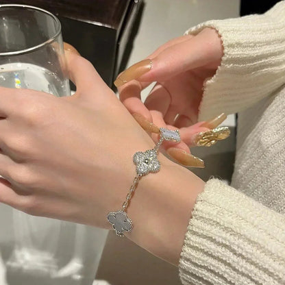 [Royal&Vicky]LUCKY CLOVER 5-MOTIF BRACELET - PURPLE CHALCEDONY COLLECTION