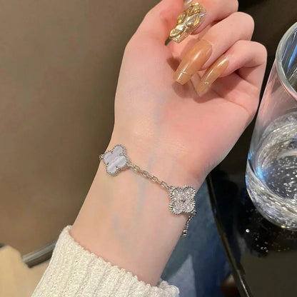 [Royal&Vicky]LUCKY CLOVER 5-MOTIF BRACELET - PURPLE CHALCEDONY COLLECTION