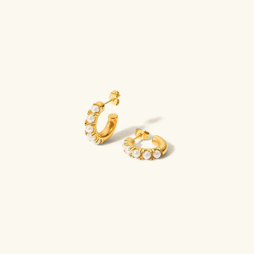 [Royal&Vicky]Irene Pearl Hoop Earrings