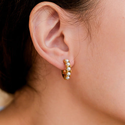 [Royal&Vicky]Irene Pearl Hoop Earrings