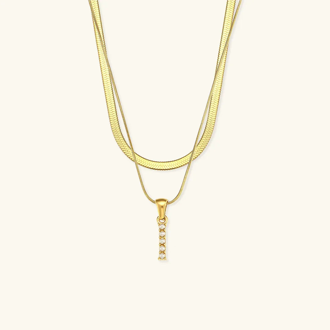 [Royal&Vicky]Fiona Layered Gold Initial Letter Necklace