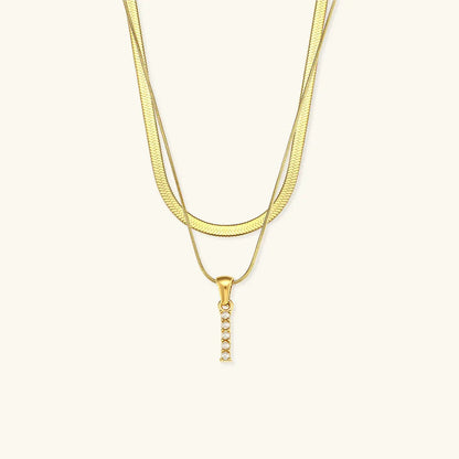 [Royal&Vicky]Fiona Layered Gold Initial Letter Necklace
