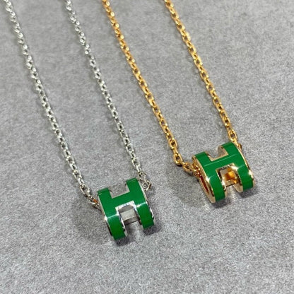 [Royal&Vicky]POP H GREEN NECKLACE SILVER AND GOLD