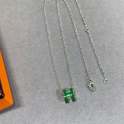 [Royal&Vicky]POP H GREEN NECKLACE SILVER AND GOLD