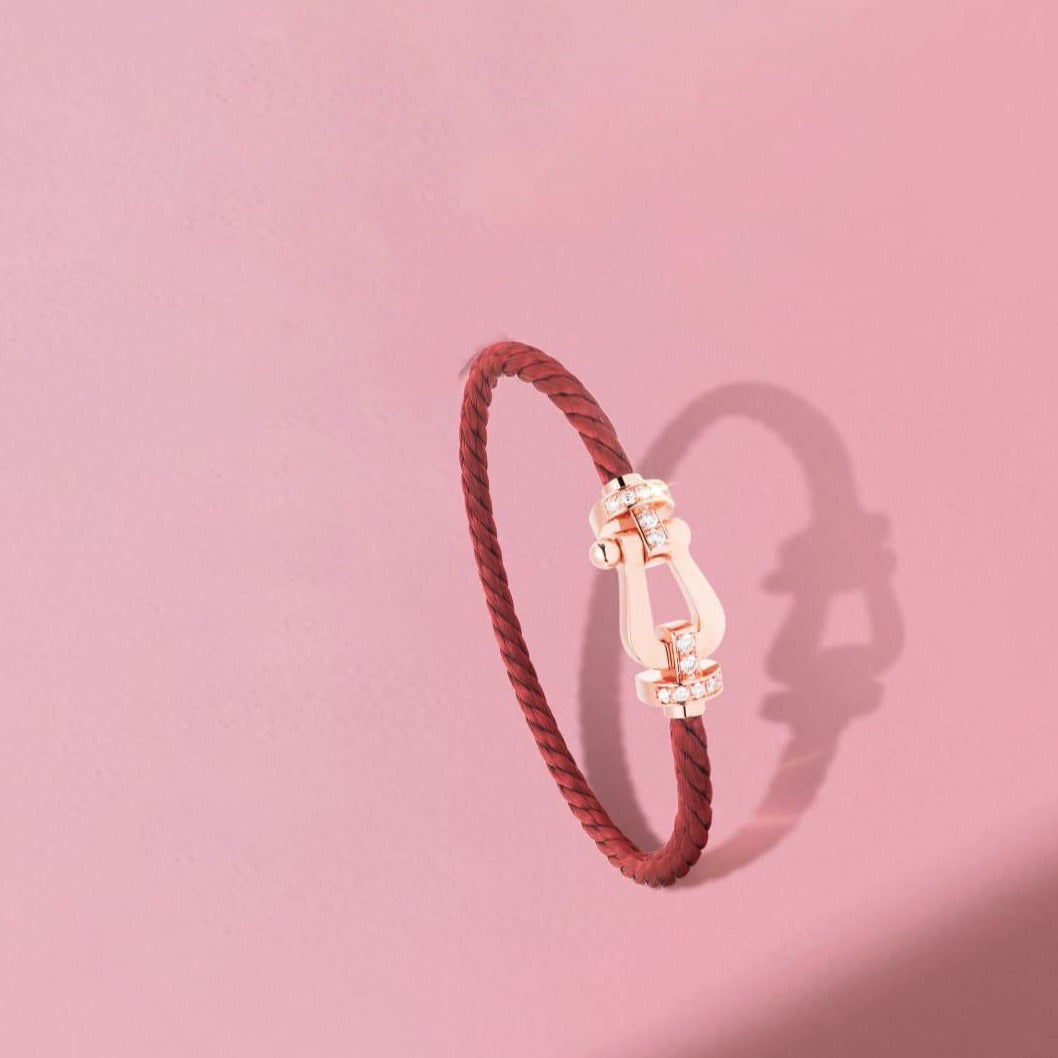 [Royal&Vicky]FORCE 10 HALF DIAMOND PINK GOLD RED CORDERI LARGE AND MEDIUM MODEL
