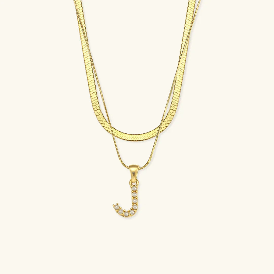 [Royal&Vicky]Fiona Layered Gold Initial Letter Necklace