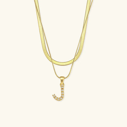 [Royal&Vicky]Fiona Layered Gold Initial Letter Necklace