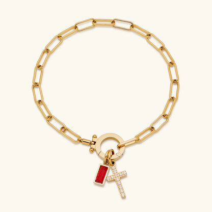 [Royal&Vicky]Annabella Birthstone Cross Bracelet
