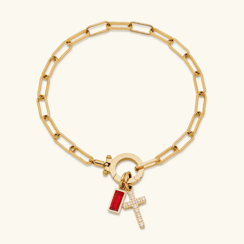 [Royal&Vicky]Annabella Birthstone Cross Bracelet