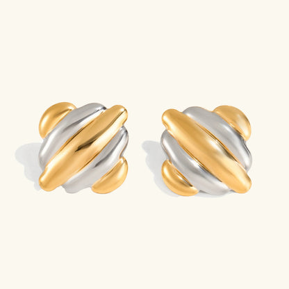 [Royal&Vicky]Maxine Rippled Gold Earrings